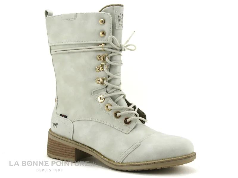Achat chaussures Mustang Shoes Femme Bottine, vente Mustang 1402 501 203 Glace - Bottine blanche Femme